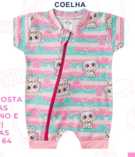 Macacão Bebê Menina Curto Céu Cat