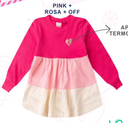 Vestido Três Marias Moletinho Pink e Rosa