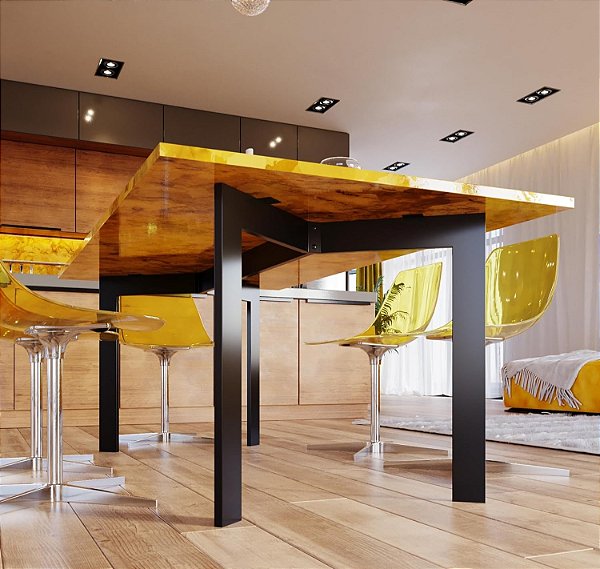 Mesa desmontável  triangular vidro/granito