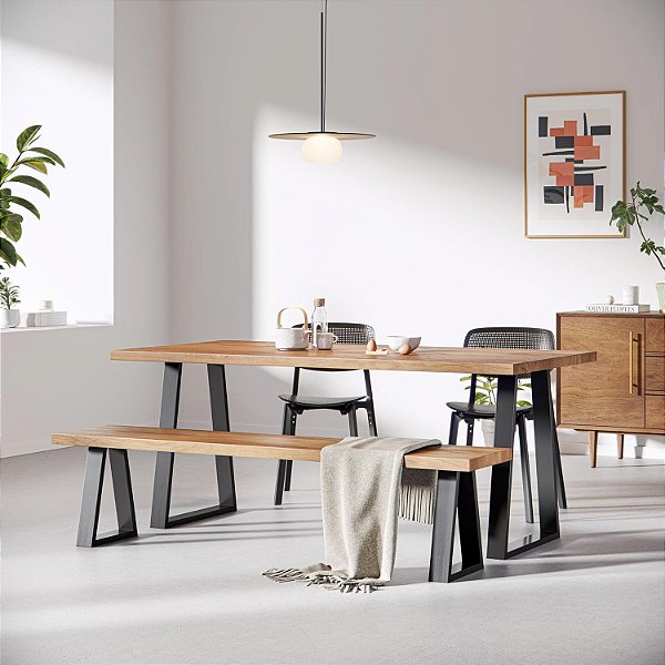 Base de mesa indsutrial trapezoidal com duas travas nas laterais