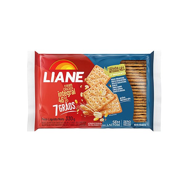 Biscoito Cream Cracker Integral 7 Grãos Sem Lactose 330 Gramas - Liane