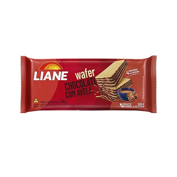 Biscoito Wafer Chocolate com Avelã Sem Lactose 90 Gramas - Liane