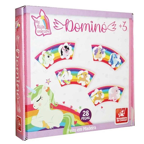 Dominó Unicórnio Brincadeira de Criança - 28 Peças