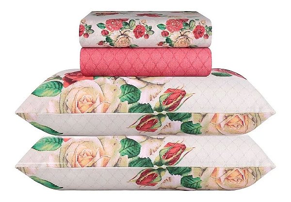 Jogo de Cama Casal Duplo 4 Peças Ofélia Linha Realce Premium 140 Fios - Sultan