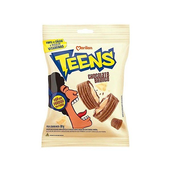 Biscoito Recheado Teens Chocolate Branco 80 Gramas - Marilan