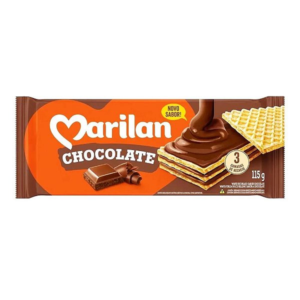 Biscoito Bolacha Wafer Chocolate 115 Gramas - Marilan