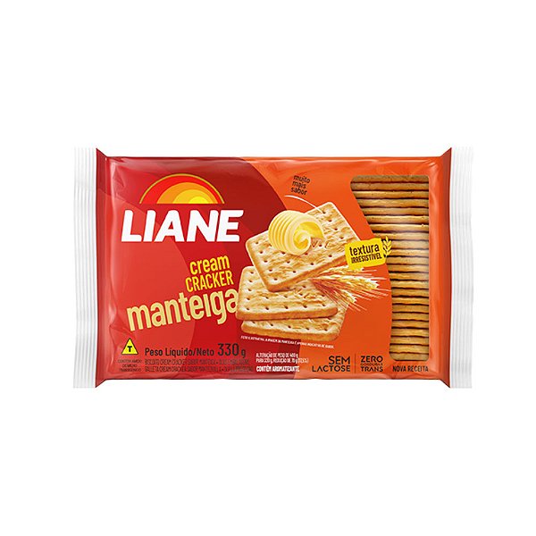 Biscoito Cream Cracker Manteiga Sem Lactose 330 Gramas - Liane