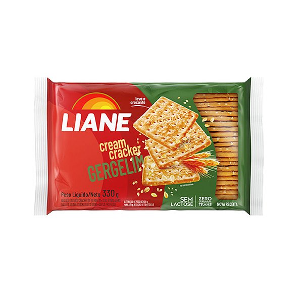Biscoito Cream Cracker Gergelim Sem Lactose Liane 330g