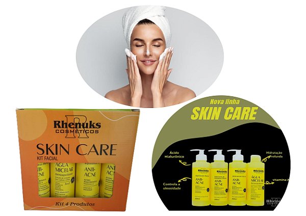 Kit Skin Care Anti Acne Completo Limpeza de Pele - Rhenuks Cosméticos