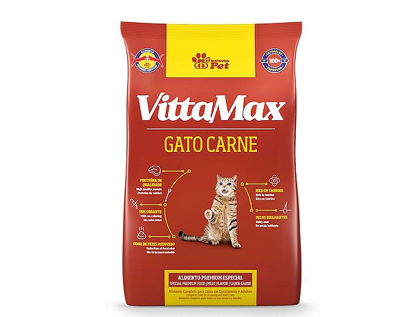 Ração Premium Especial VittaMax Gato Carne  1 Kg - Matsuda Pet