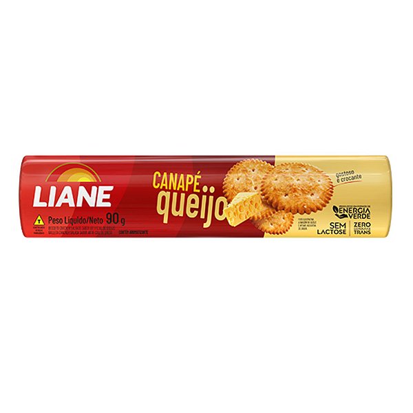 Biscoito Canapé Salgado Queijo Sem Lactose 90 Gramas - Liane