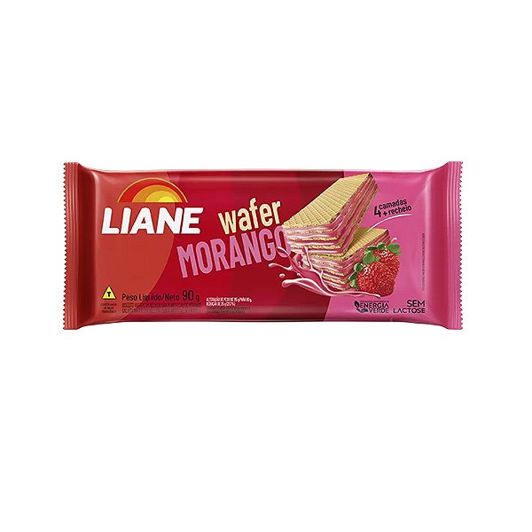Biscoito Wafer Morango Sem Lactose 90 Gramas - Liane