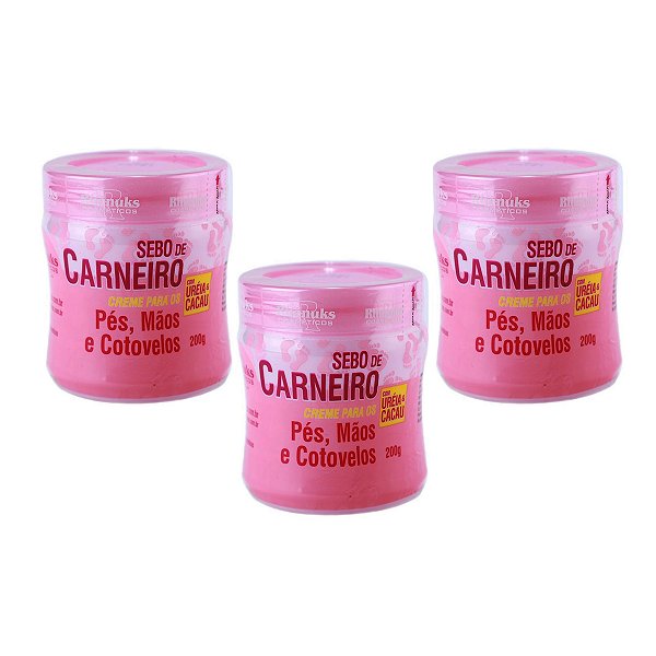 Kit 3 Creme Hidratante Pé Mãos Rachadura Sebo De Carneiro