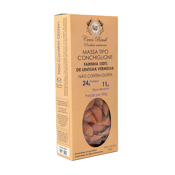 Conchiglione de Farinha de Lentilha vermelha 200g - Ceres Brasil