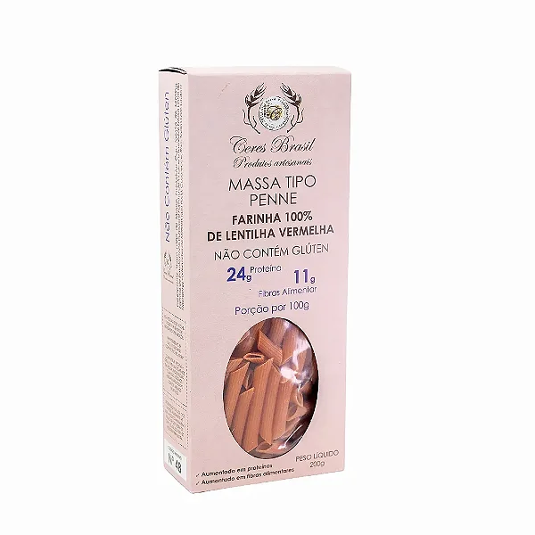Penne Lentilha Vermelha 200g Sem Gluten - Ceres Brasil