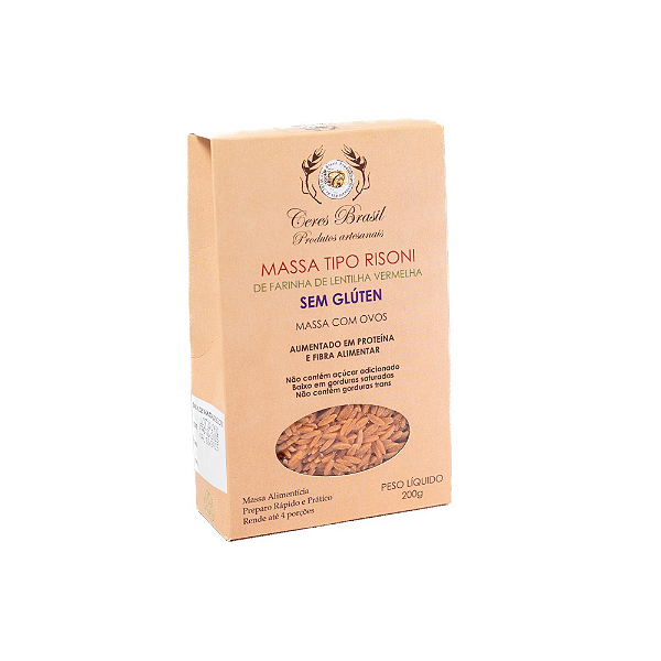 Macarrão Tipo Risoni de Farinha de Lentilha Vermelha 200g - Ceres Brasil