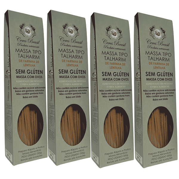 Kit com 4 unidades de Talharim de Farinha de Lentilha Amarela - Ceres Brasil