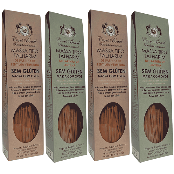 Kit com 4 unidades de Talharim de Farinha de Lentilha - Ceres Brasil
