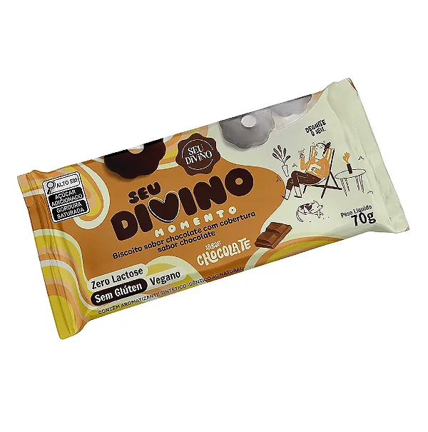Biscoito Chocolate com Cobertura Sem Glúten 70g — Seu Divino Momento