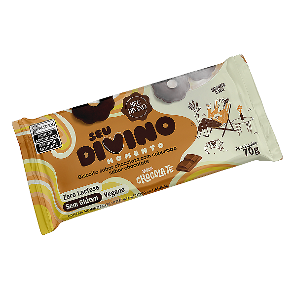 Biscoito de Chocolate com Cobertura Livre de Glúten 70g - Seu Divino Momento