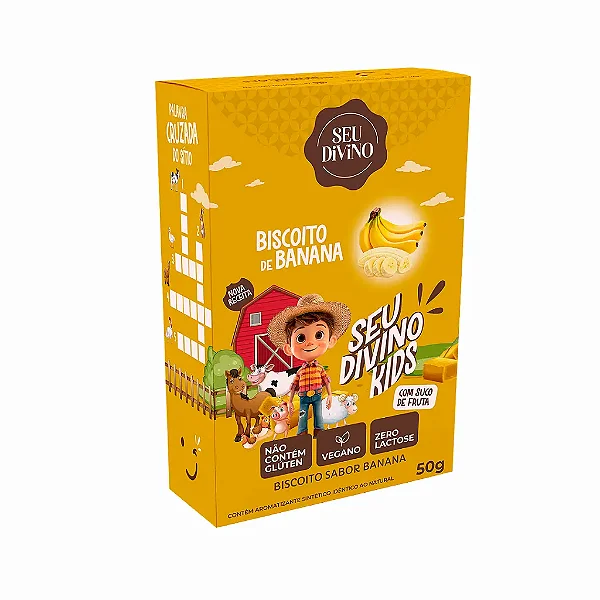 Biscoito Vegano Infantil Sabor Banana Sem Gluten 50g