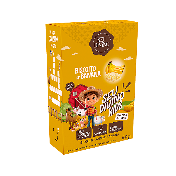 Biscoito VEGANO infantil sabor banana LIVRE de Glúten 50g