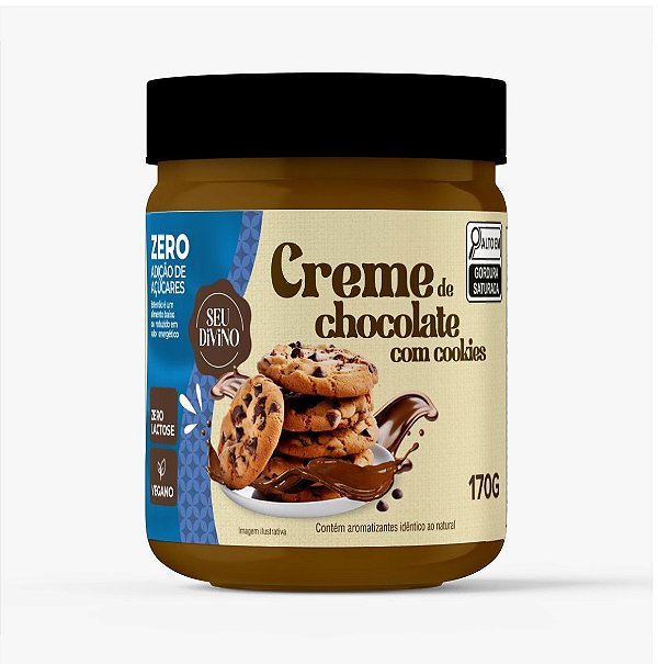 Creme de chocolate VEGANO com cookies LIVRE de glúten e açúcar 170g