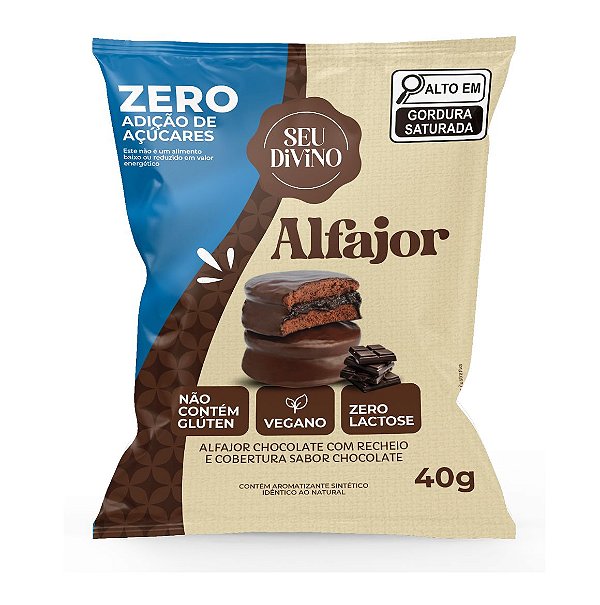 Alfajor VEGANO com chocolate ZERO AÇÚCAR s/glúten 40g