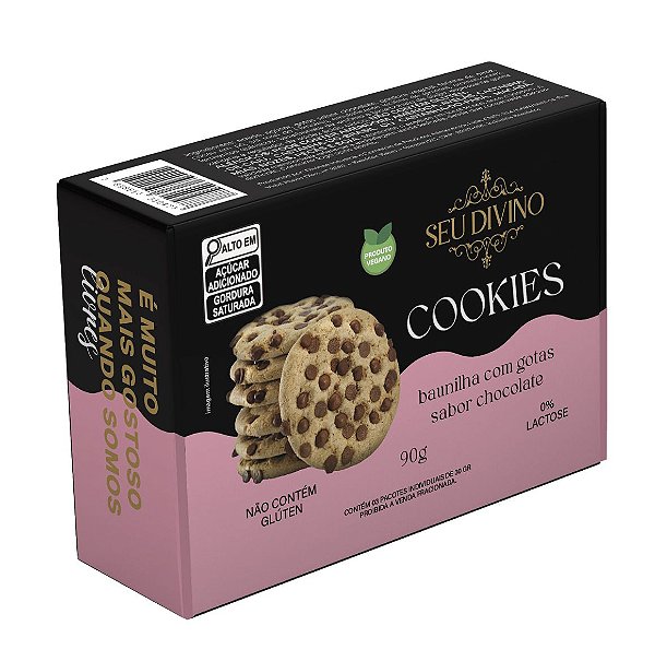 Cookies VEGANO baunilha C/gotas de chocolate LIVRE de Glúten 90g