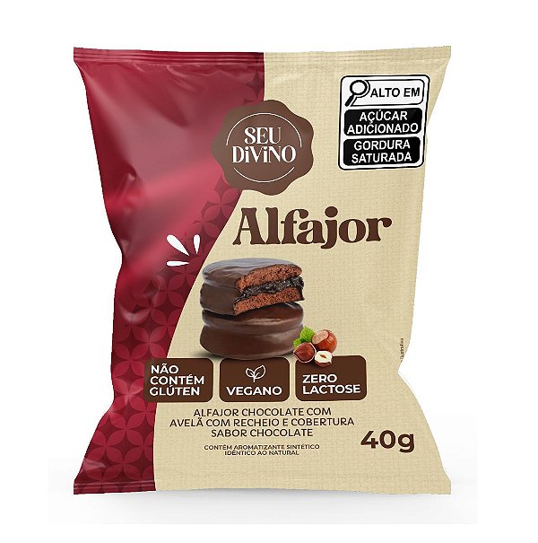 Alfajor Vegano Chocolate com creme de avelã LIVRE de Glúten 40g