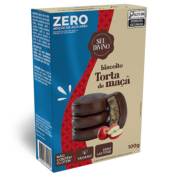 Biscoito Torta de Maça Seu Divino 100g Zero Adição de Açucares Sem Gluten Zero Lactose Vegano