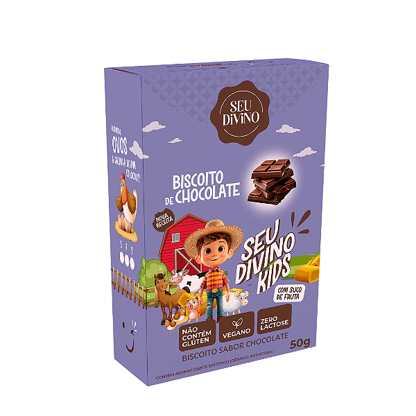 Biscoito Vegano Infantil Sabor Chocolate Livre de Glúten 50g