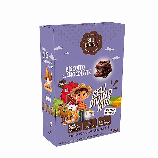 Biscoito Vegano Infantil Sabor Chocolate Livre de Glúten 50g