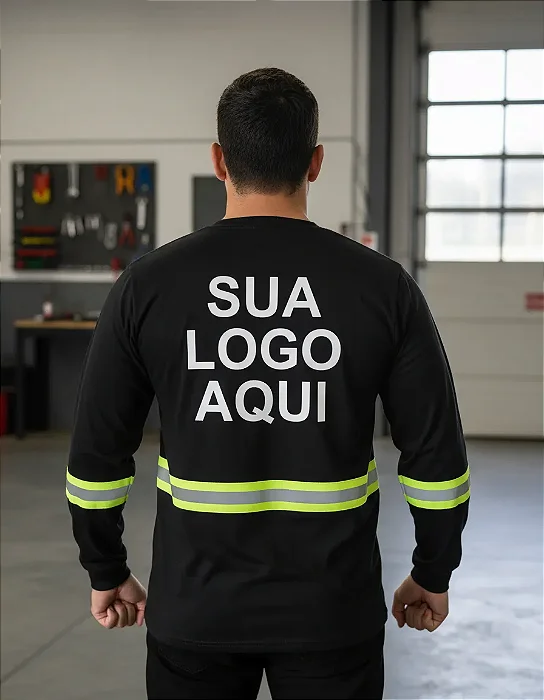 Kit 10 Camisetas Manga Longa Com Faixa Refletiva Personalizada