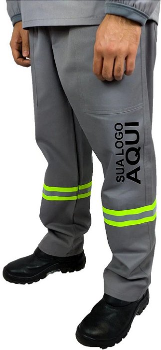 Kit 10 Calça em Brim Profissional Com Faixa Refletiva Personalizada