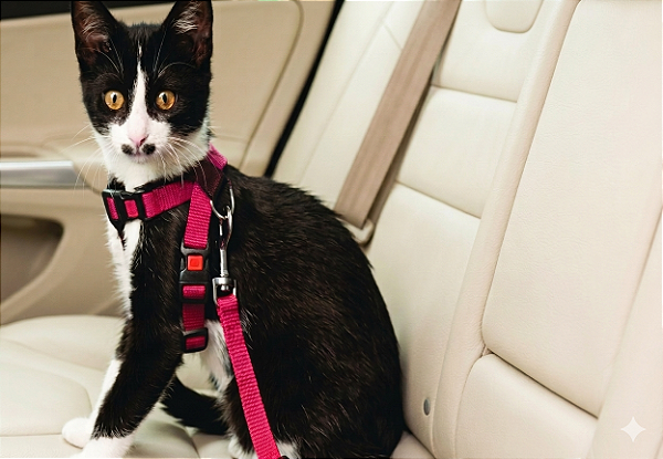 Kit cinto de Segurança para Gatos regulável + Peitoral