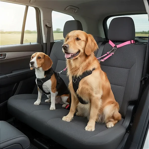 Cinto Duplo De Segurança Para Cães, Para Encosto