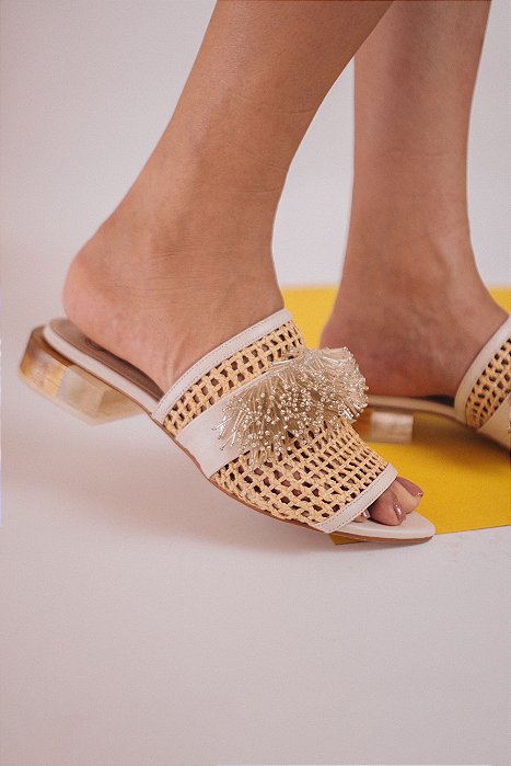 Flat Ráfia Franja Off-White