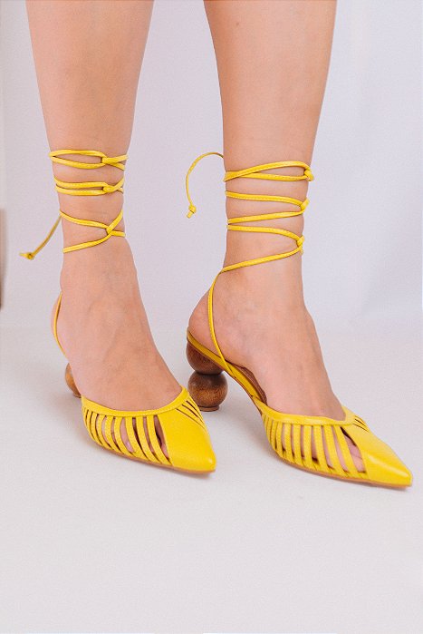 Mule Amarelo Neon Salto Bola