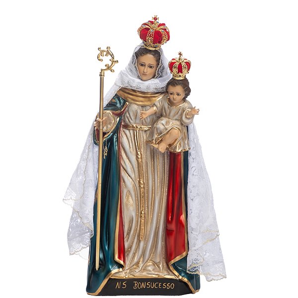 Imagem Nossa Senhora do Bom Sucesso 50cm C/ Coroa Cajado Folheado | Resina