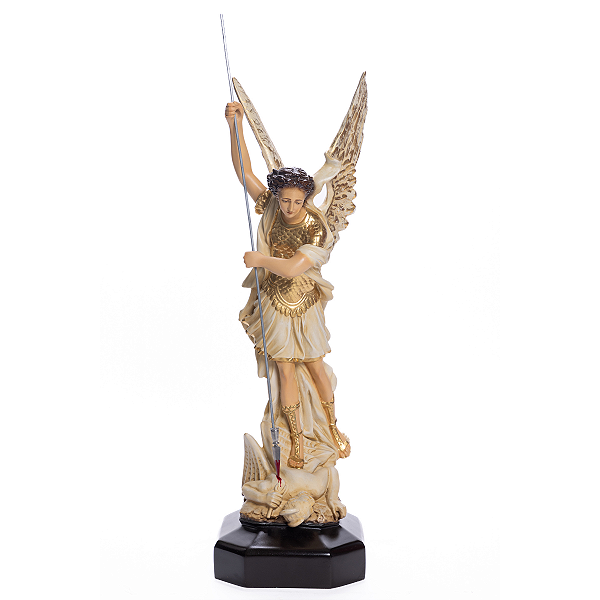 Imagem Anjo São Miguel Arcanjo 68cm Marfim Dourado | Resina