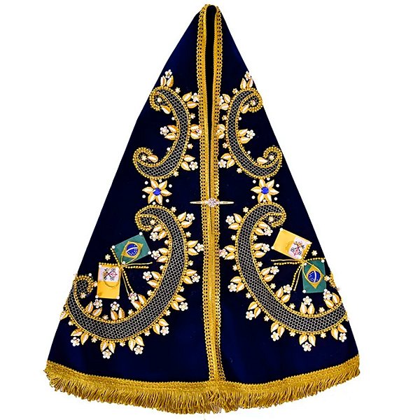 Manto Para Imagem de Nossa Senhora Aparecida 65cm Com Broche Oficial