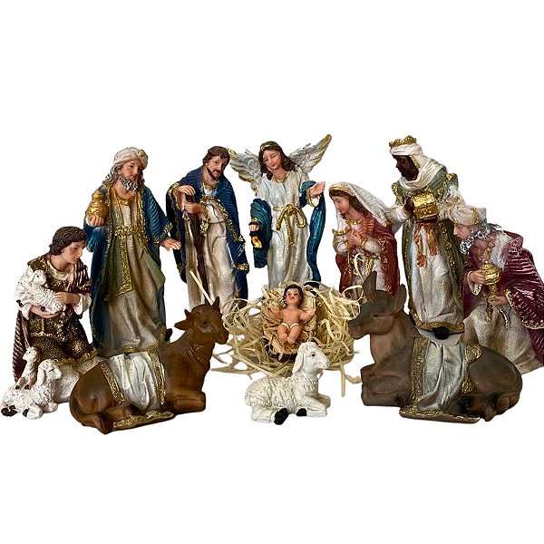 Presépio Natalino 15cm Completo 11 Peças Resina Importada