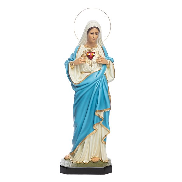 Imagem Imaculado Coração de Maria 85cm c/ Olhos de Vidro | Resina
