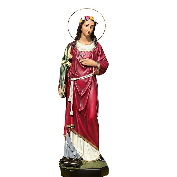 Imagem Santa Cecília 105cm C/ Olhos de Vidro Auréola | Resina