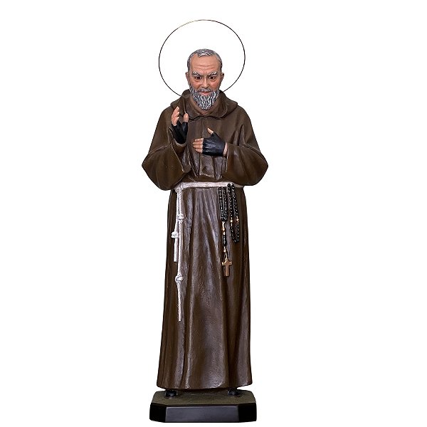 Imagem Santo Padre Pio Pe. Pio 105cm C/ Aro Folheado Resina