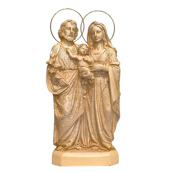 Imagem Sagrada Família 30cm C/ Aro Folheado Marfim