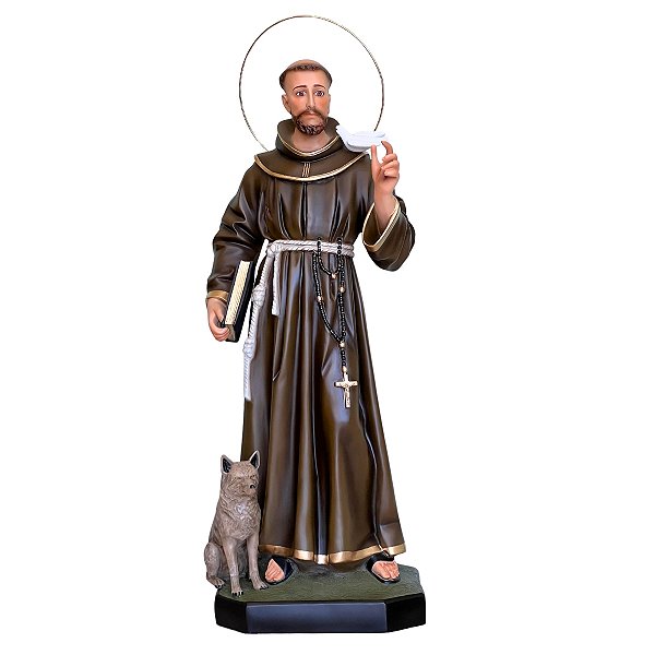 Imagem São Francisco De Assis 105cm C/ Lobo Resina