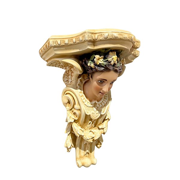 Suporte P/ Imagem Parede Peanha Resina Colorida Anjo 30cm