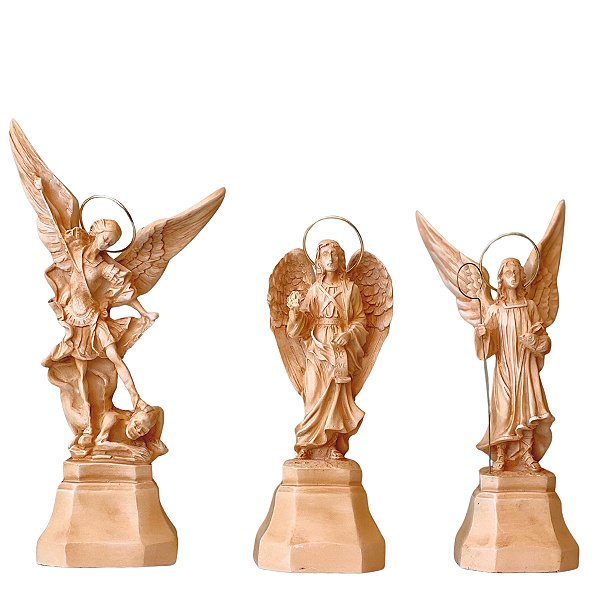 Conjunto Anjos São Gabriel São Miguel e São Rafael 20cm Marfim
